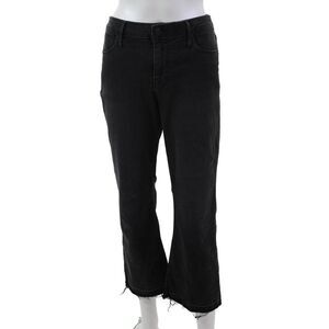 R+A Womens Zipper Fly High Rise Fringe Cropped Jeans Gray Denim Size 29